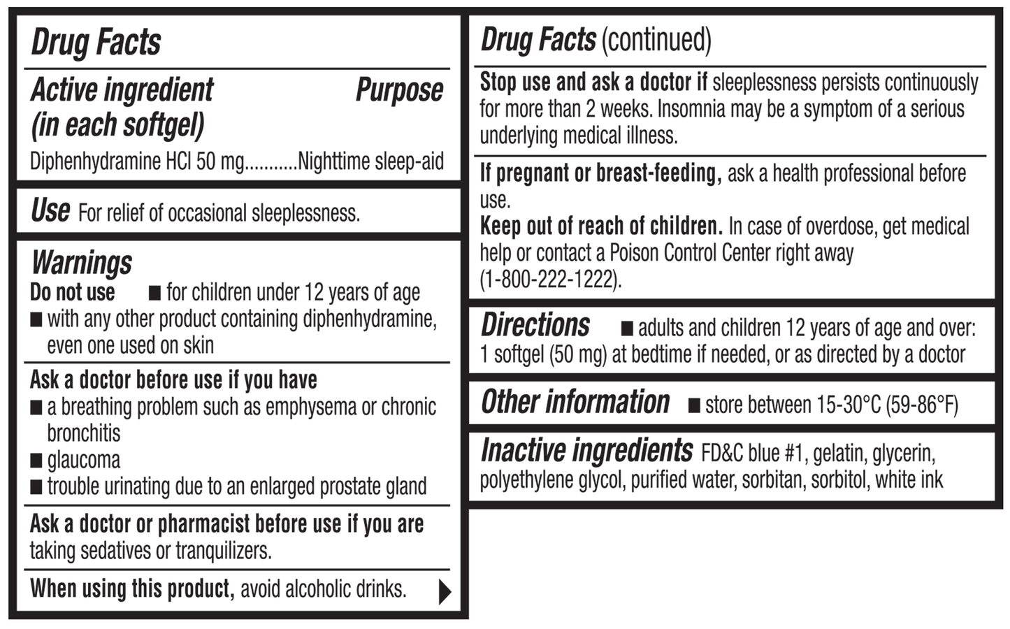 Sleep Aid | Maximum Strength Diphenhydramine HCl 50 mg | Non-Habit Forming | Twin Pack -192 Total Softgels for Restful Sleep
