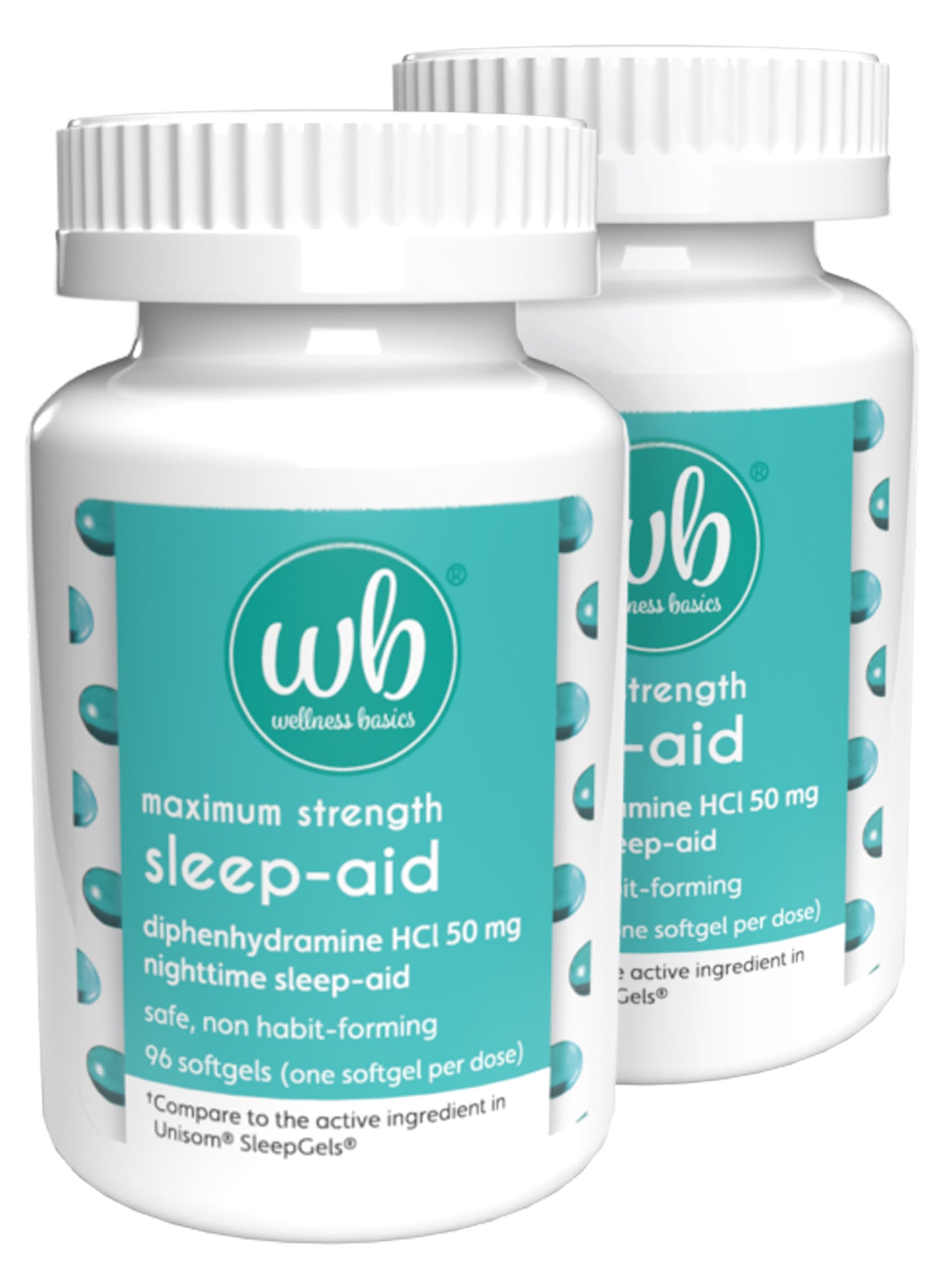 Sleep Aid | Maximum Strength Diphenhydramine HCl 50 mg | Non-Habit Forming | Twin Pack -192 Total Softgels for Restful Sleep