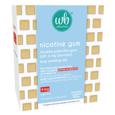 Uncoated Nicotine Gum 4mg | Stop-Smoking Aid | Original Flavor | 170 Count | Reduces Withdrawal Symptoms