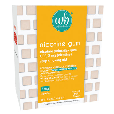 Nicotine Gum 2mg | Stop-Smoking Aid | Fruit Flavor | 160 Count | Reduces Cravings & Withdrawal Smyptoms