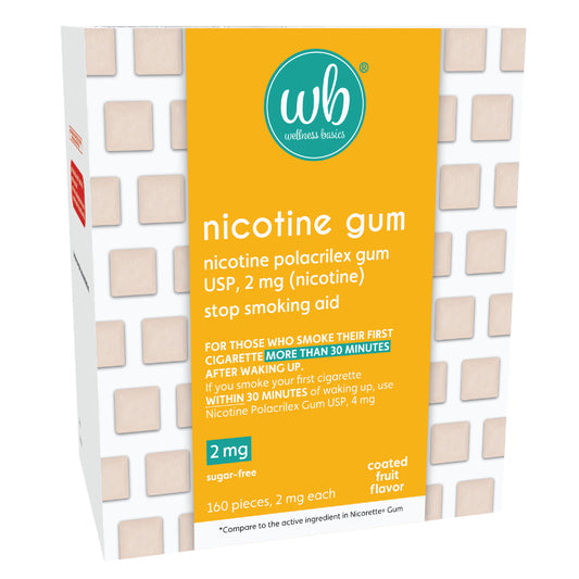Nicotine Gum 2mg | Stop-Smoking Aid | Fruit Flavor | 160 Count | Reduces Cravings & Withdrawal Smyptoms