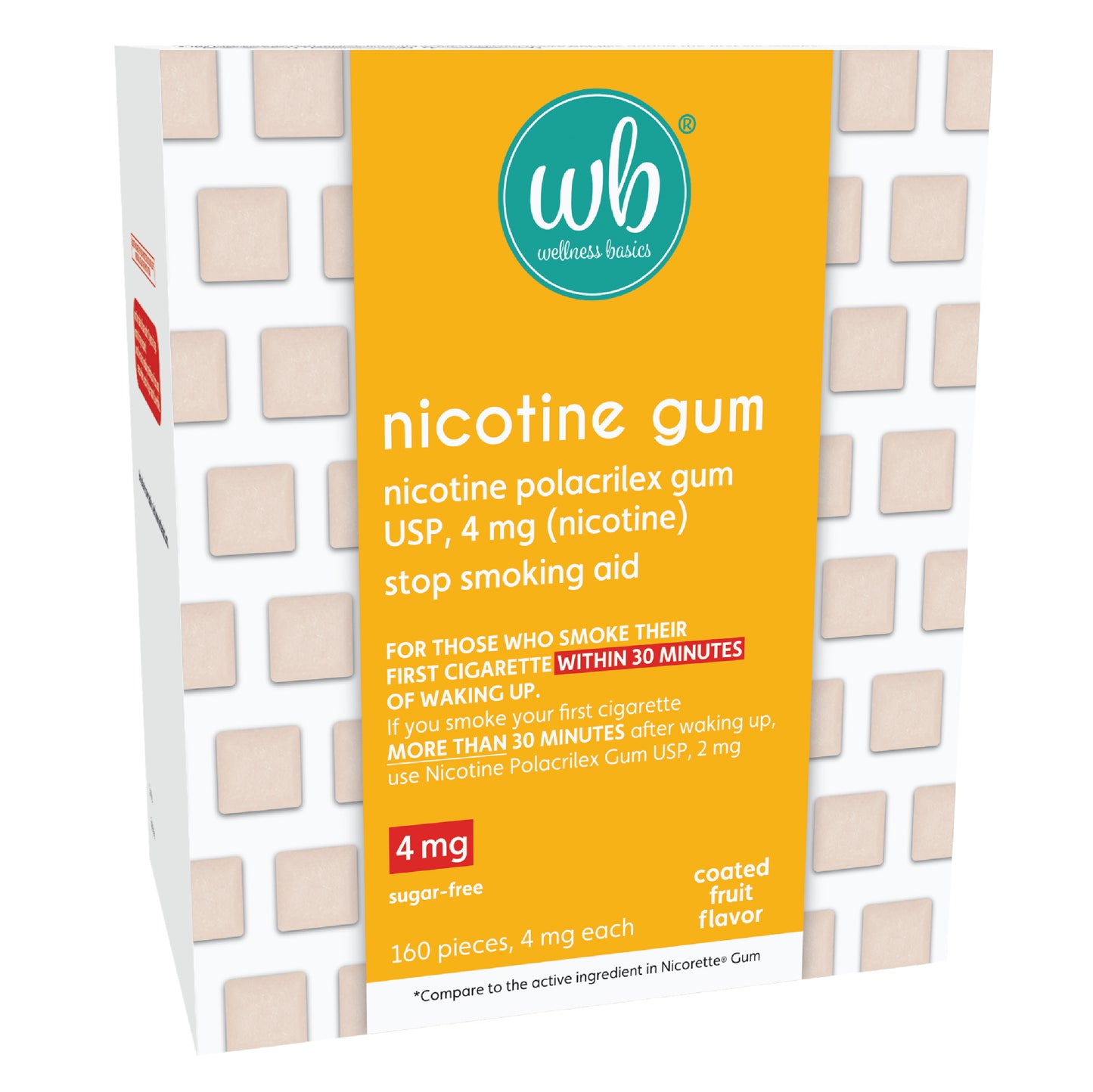Nicotine Gum 4mg | Stop-Smoking Aid | Fruit Flavor | 160 Count | Reduces Cravings & Withdrawal Symptoms