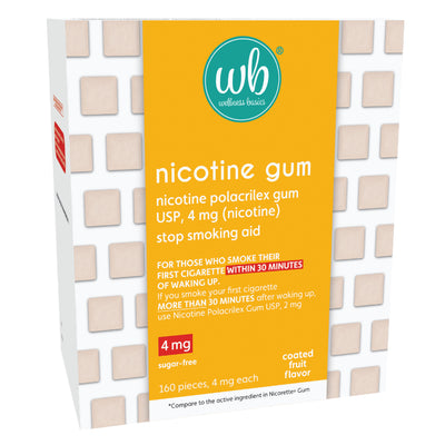 Nicotine Gum 4mg | Stop-Smoking Aid | Fruit Flavor | 160 Count | Reduces Cravings & Withdrawal Symptoms