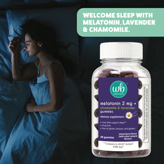 Melatonin Gummy with Lavender & Chamomile | Natural Sleep Support | Berry Flavor | 2mg Per Serving | 48 Count