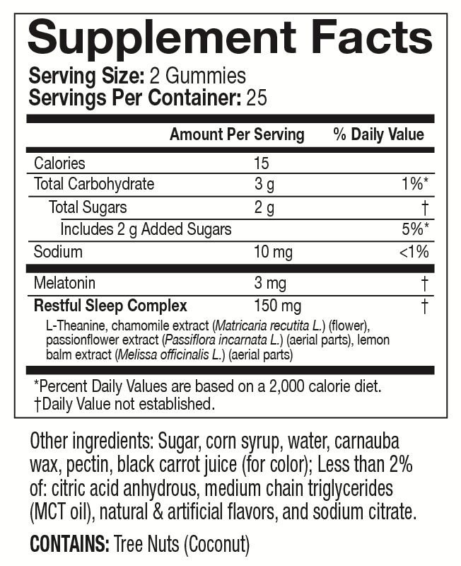 Melatonin Gummy for Restful Sleep | 3mg per Serving | Natural Sleep Support | BlackBerry Mint Flavor | L-Theanine & Botanicals | 50 Count