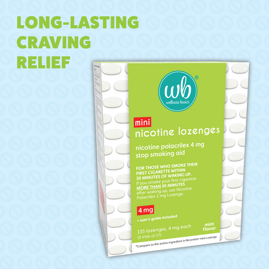 Mini Nicotine Lozenge 4mg | Stop Smoking Aid | Mint Flavor | 135 Count | Pack of 5 Vials | Reduces Cravings & Withdrawal Symptoms