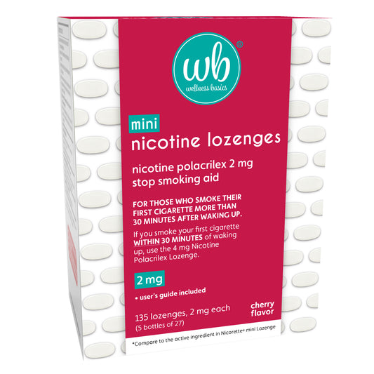 Mini Nicotine Lozenge 2mg | Stop Smoking Aid | Cherry Flavor | 135 Count | Pack of 5 Vials | Reduces Cravings & Withdrawal Symptoms