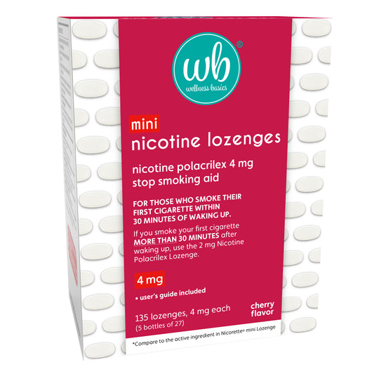 Mini Nicotine Lozenge 4mg | Stop Smoking Aid | Cherry Flavor | 135 Count | Pack of 5 Vials | Reduces Cravings & Withdrawal Symptoms