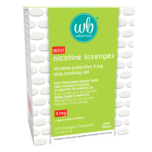 Mini Nicotine Lozenge 4mg | Stop Smoking Aid | Mint Flavor | 135 Count | Pack of 5 Vials | Reduces Cravings & Withdrawal Symptoms