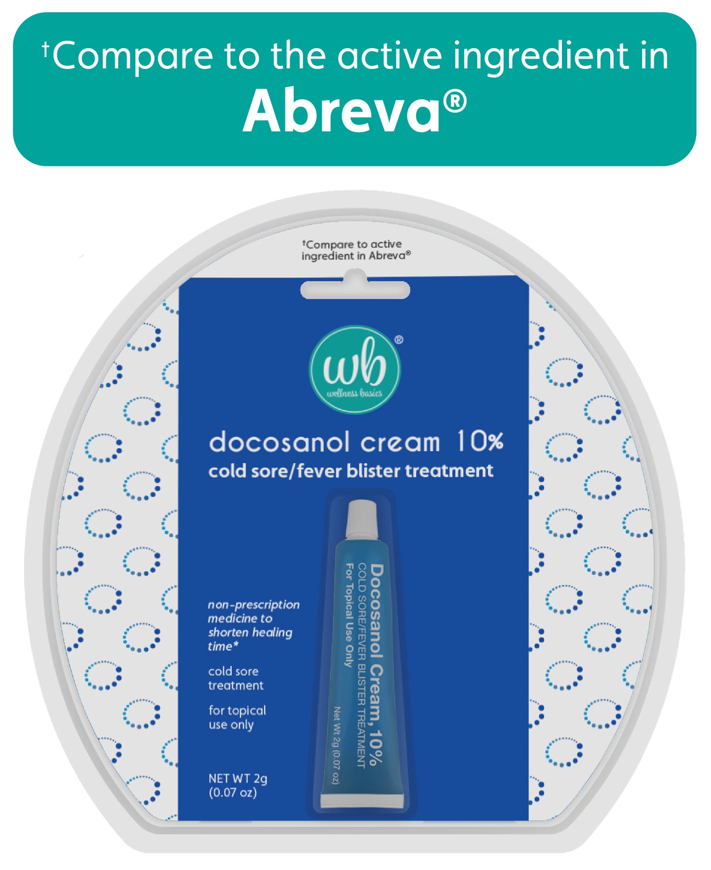 Docosanol Cream 10% | Cold Sore Treatment | Shortens Healing Time | 0.07oz - 1 Tube