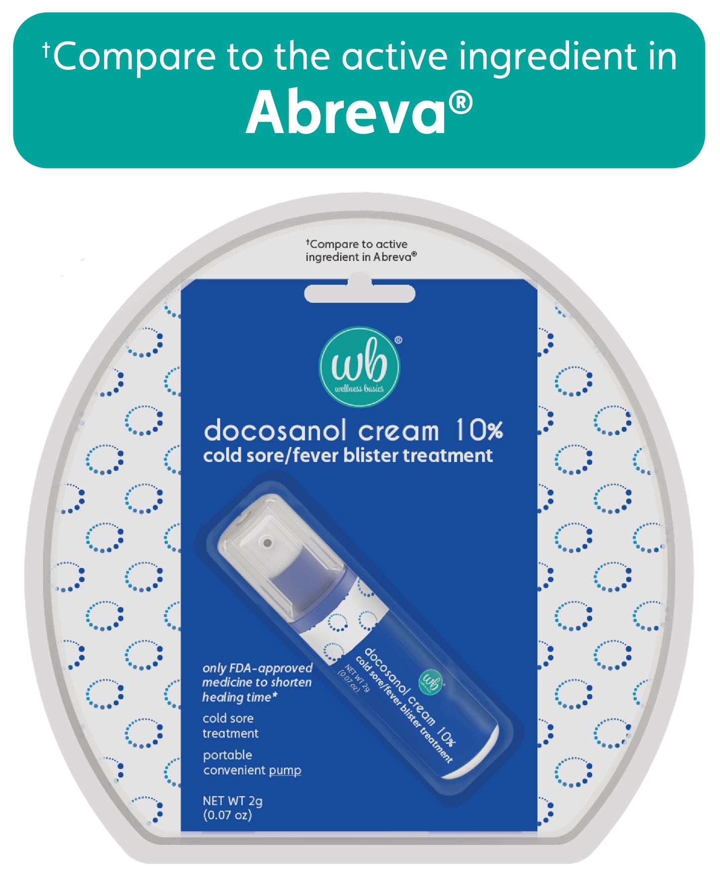 Docosanol Cream 10% | Cold Sore Treatment | Shortens Healing Time | 0.07 oz - Pump